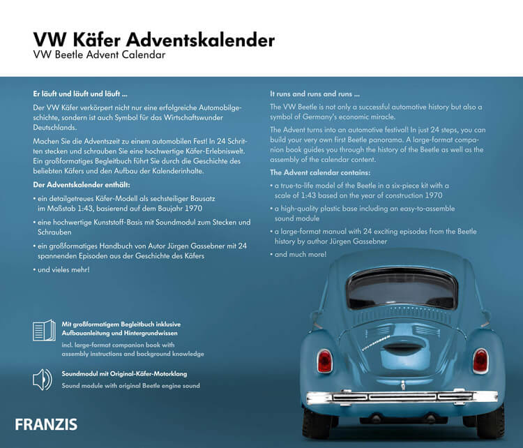 Volkswagen Kever adventskalender modelbouw achterkant